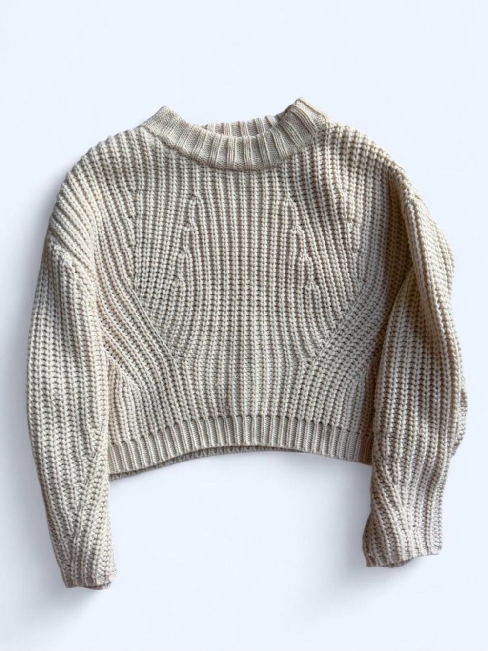 Kendall and Kylie Cream Chunky Knit Cropped Sweater - Women's